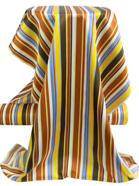 Antique Bronze/White/Vista Blue/Multi 100% Polyester Vertical Stripe Satin Coat Lining - Imported From Japan - 26W