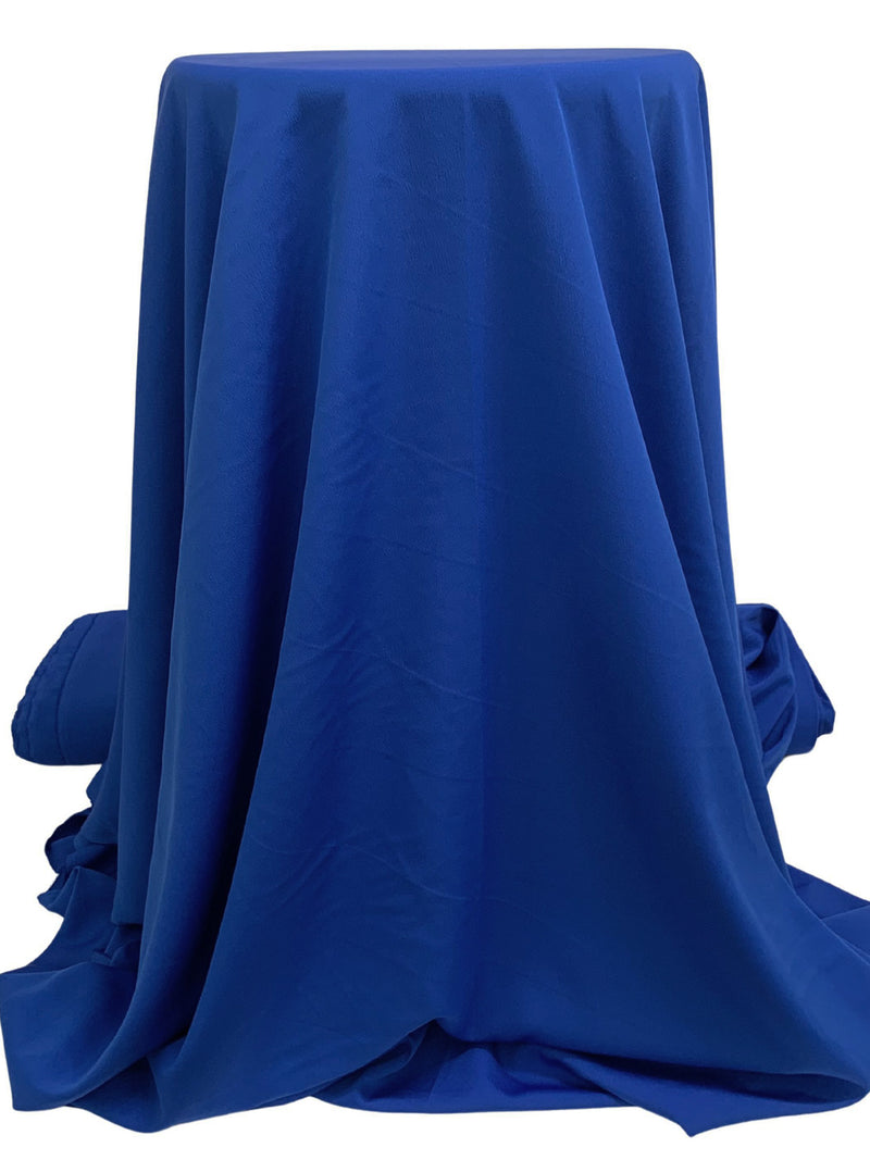 Cobalt Blue 100% Polyester Crepe de Chine - Famous Dress Designer - 58W