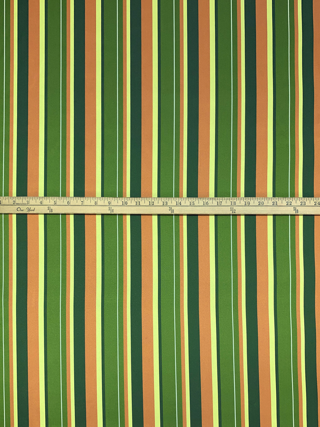 Coral Orange/Palm Leaf/Canary/Multi 100% Polyester Vertical Stripe Satin Coat Lining - Imported From Japan - 26W
