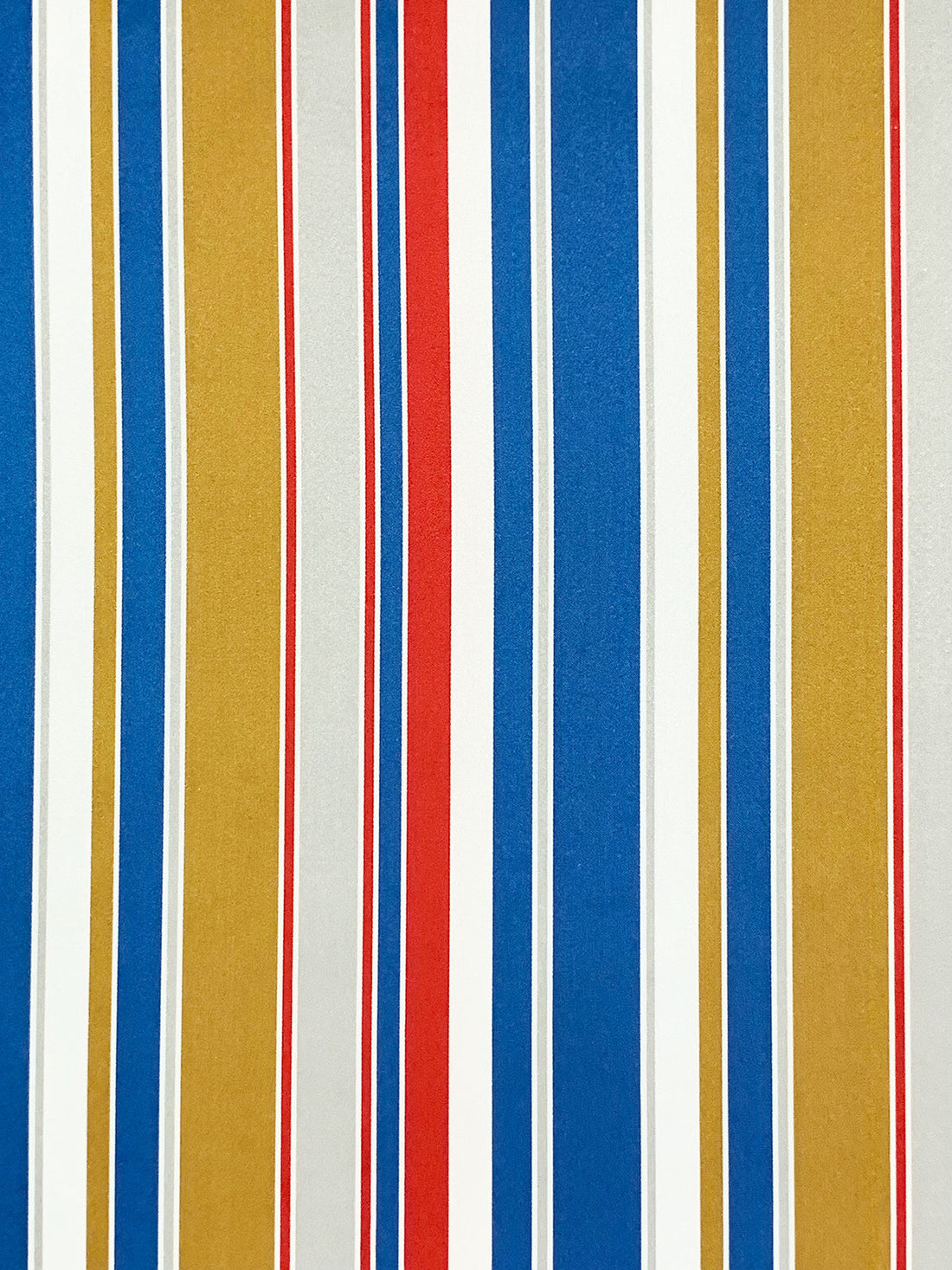 Lapis Blue/White/Antique Gold/Multi 100% Polyester Vertical Stripe Satin Coat Lining - Imported From Japan - 26W