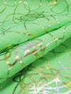 Electric Lime/Gold/Silver Polyester/Spandex Scribble Foil Print Activewear Knit - Elite Sportswear - 58W