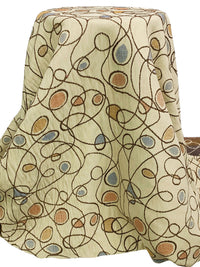 Pale Khaki/Earth Brown/Steel Blue 100% Polyester Embroidered Loops Home Decor Woven 54W