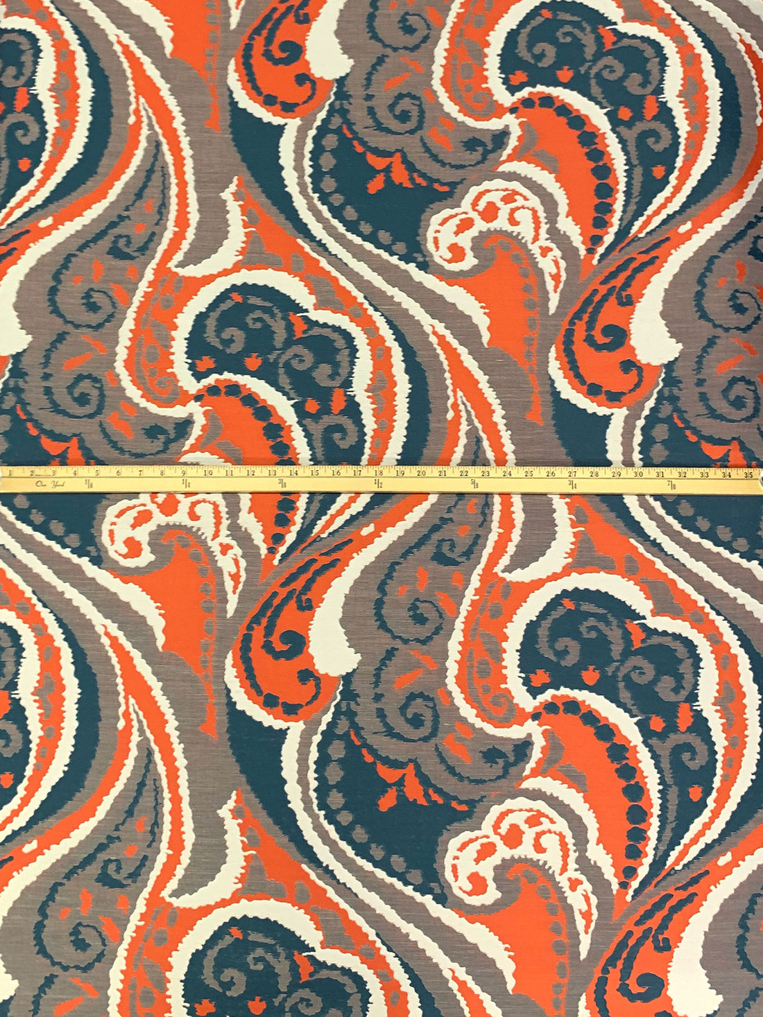 Dark Ocean/Orange Spice/Warm Greige 100% Polyester Ornate Abstract Weave Jacquard Home Decor Woven 60W