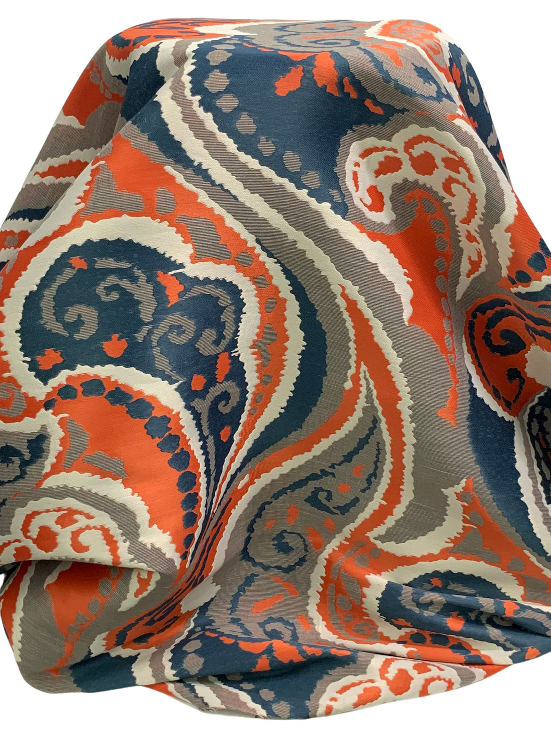 Dark Ocean/Orange Spice/Warm Greige 100% Polyester Ornate Abstract Weave Jacquard Home Decor Woven 60W