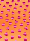 Fluorescent Orange/Cerise Pink Polyester/Spandex Hearts Foil Print Activewear Knit - Elite Sportswear - 56W