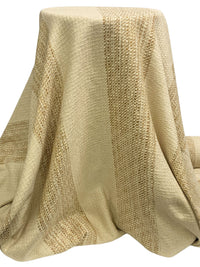 Soft Tan/Golden Oak 100% Silk Vertical Stripe Basketweave Suiting 56W