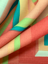 Mellow Apricot/Teal/Multi 100% Polyester Irregular Square Tiles Print Light Weight Canvas 53W
