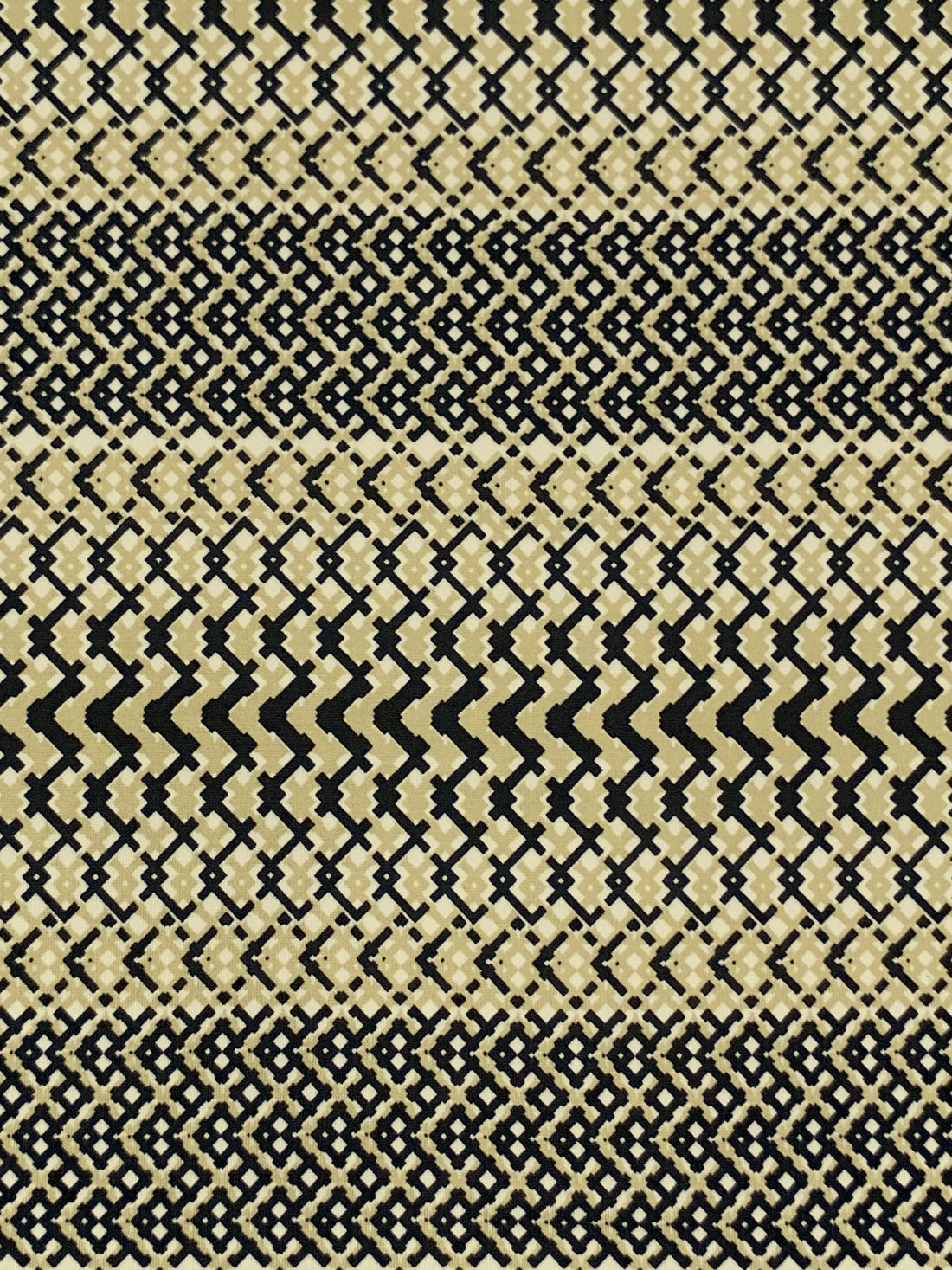 Ecru/Black/Off-White Polyester/Lycra Abstract Horizontal Geometric Print DTY Knit 58W