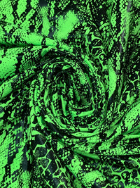 Scream Green/Black Polyester/Spandex Animal Foil Print Activewear Knit - Elite Sportswear - 56W