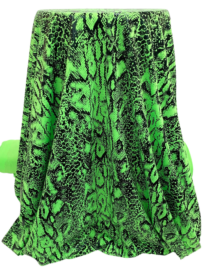 Scream Green/Black Polyester/Spandex Animal Foil Print Activewear Knit - Elite Sportswear - 56W