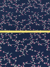 Navy/Pink/White Cotton/Polyester Embroidered Floral Voile 57W