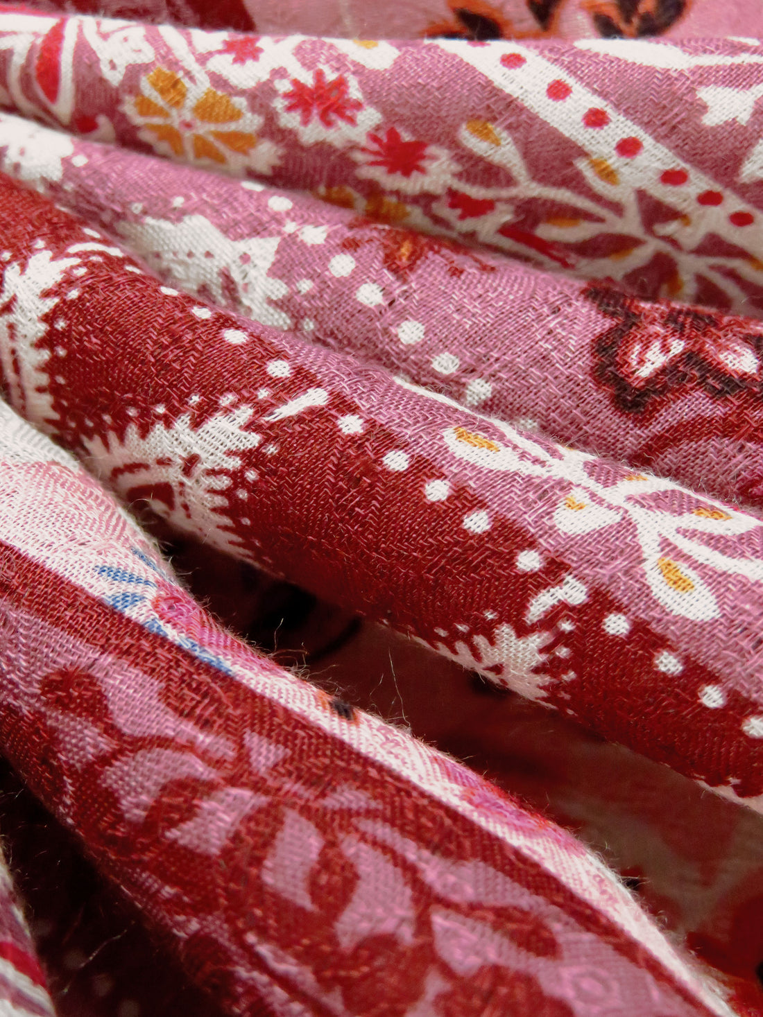 Turkish Rose/Rosewood/Off-White/Multi 100% Rayon Floral & Paisley Horizontal Stripe Print Jacquard Challis 56W