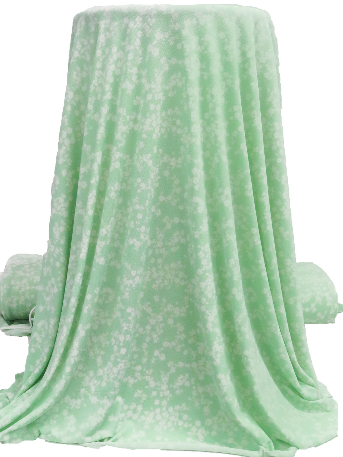 Celadon/White Polyester/Lycra Silhouette Floral Print Crepe Knit 56W