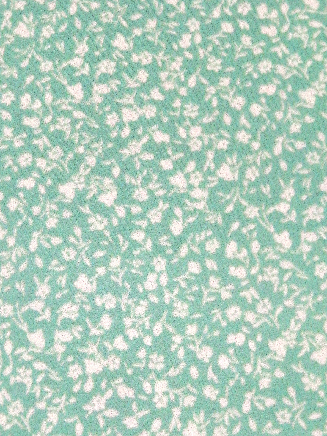 Seafoam Green/Off-White Polyester/Lycra Ditsy Silhouette Floral Print Crepe Knit 58W
