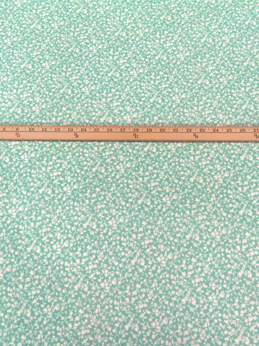 Seafoam Green/Off-White Polyester/Lycra Ditsy Silhouette Floral Print Crepe Knit 58W