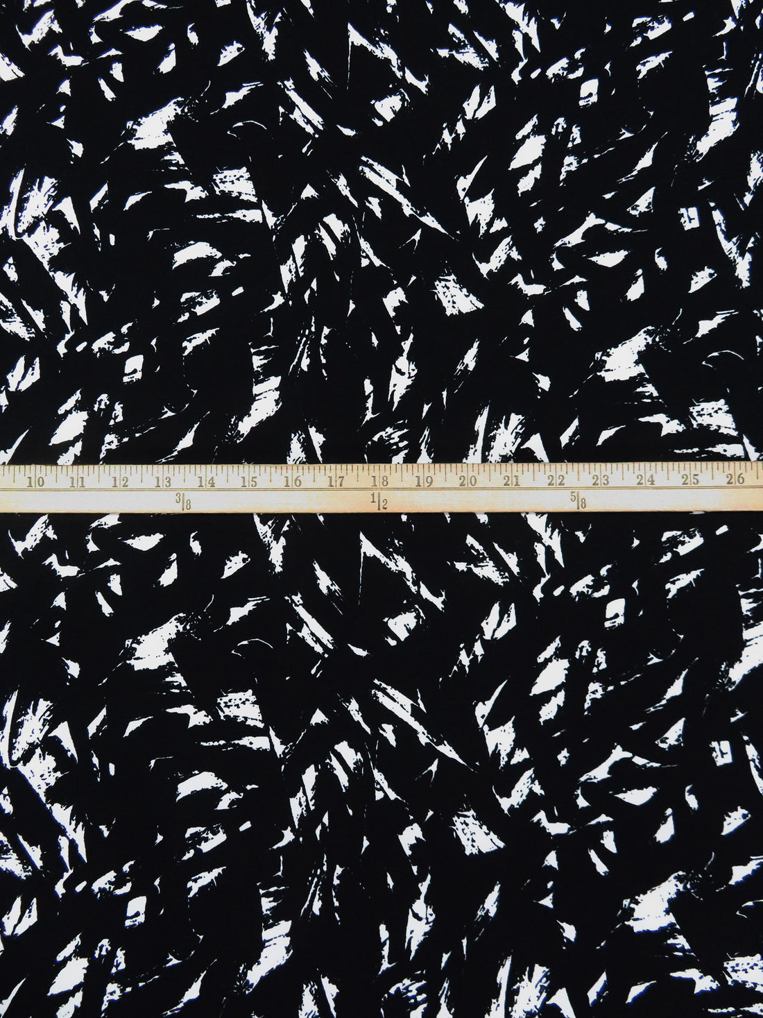 Black/Light Gray 100% Polyester Abstract Brushstroke Print Crepe Blouse Weight Woven 56W