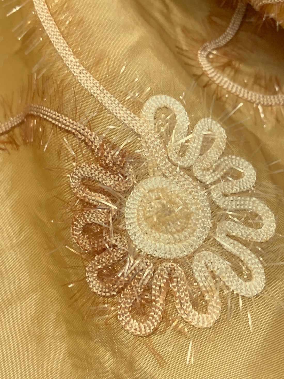 Muted Brass/Multi 100% Polyester Embellished Wavy Loop Eyelash Crinkle Taffeta 57W