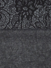 Lead Gray/Black Polyester/Cotton Floral Lace-Look Jacquard Double Knit - Famous Dress Designer - 60W