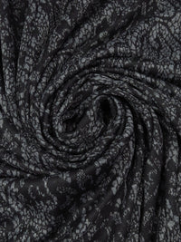 Lead Gray/Black Polyester/Cotton Floral Lace-Look Jacquard Double Knit - Famous Dress Designer - 60W