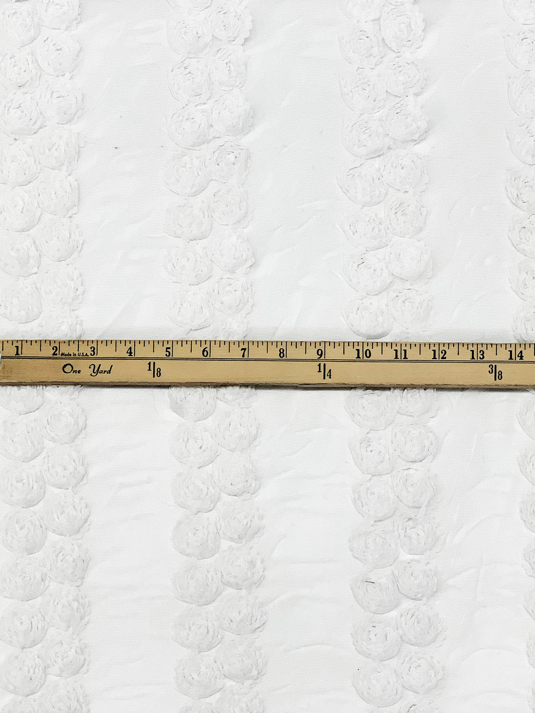 White 100% Nylon Embellished Rosettes Netting 52W