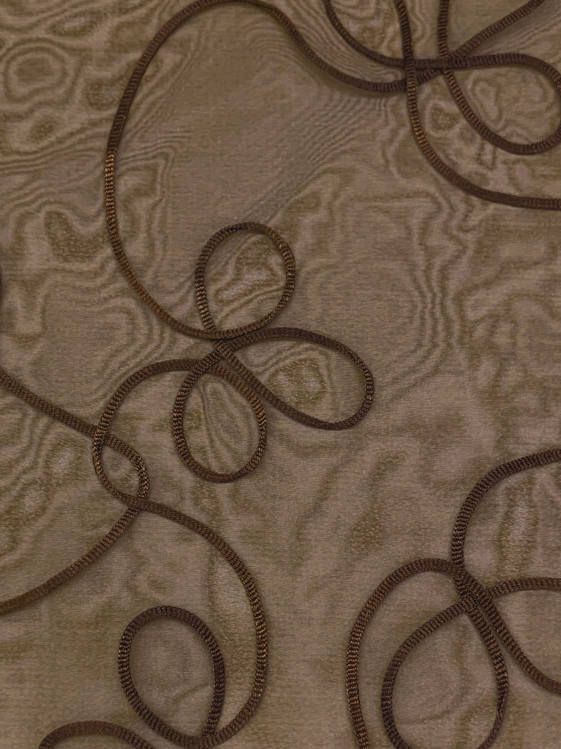 Bold Bark Brown 100% Polyester Embellished Loops Organza 106W