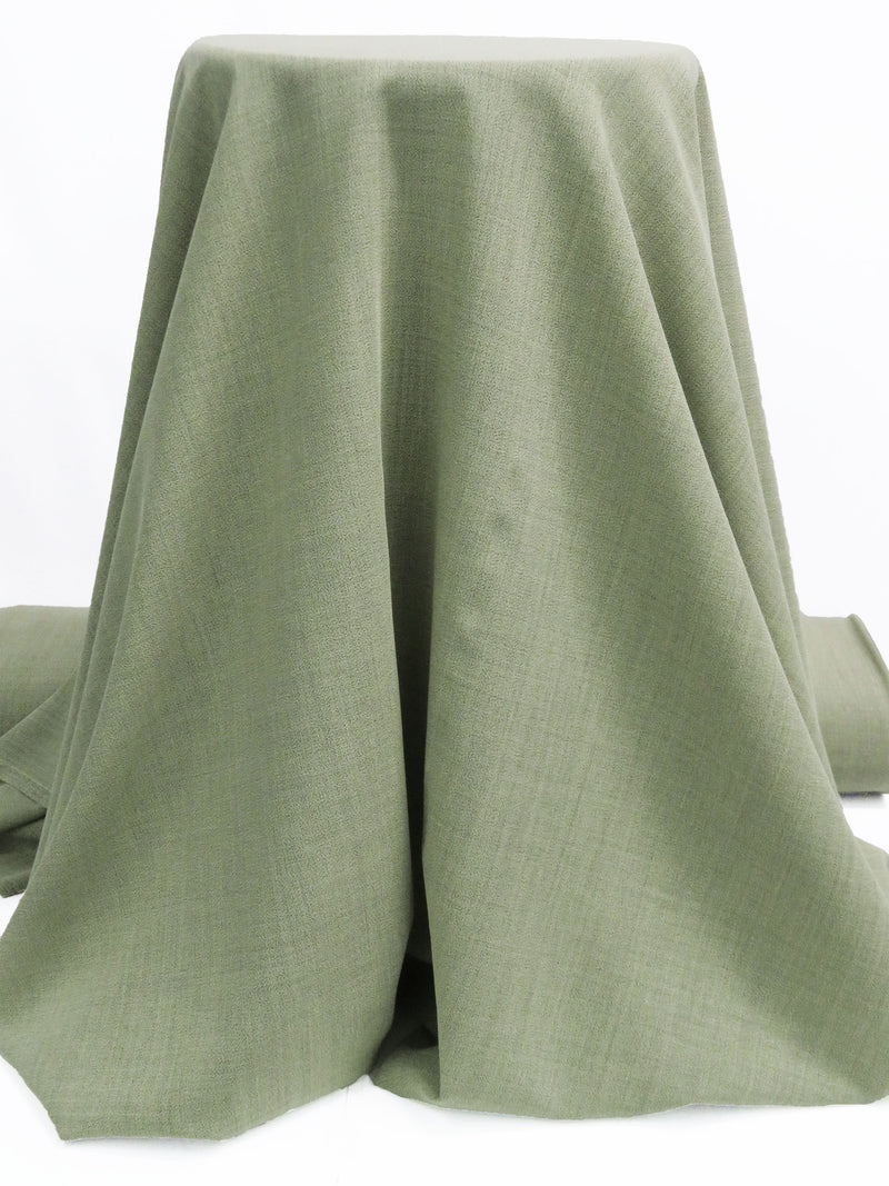 Muted Artichoke Polyester/Worsted Wool Heathered Crepe Suiting 60W