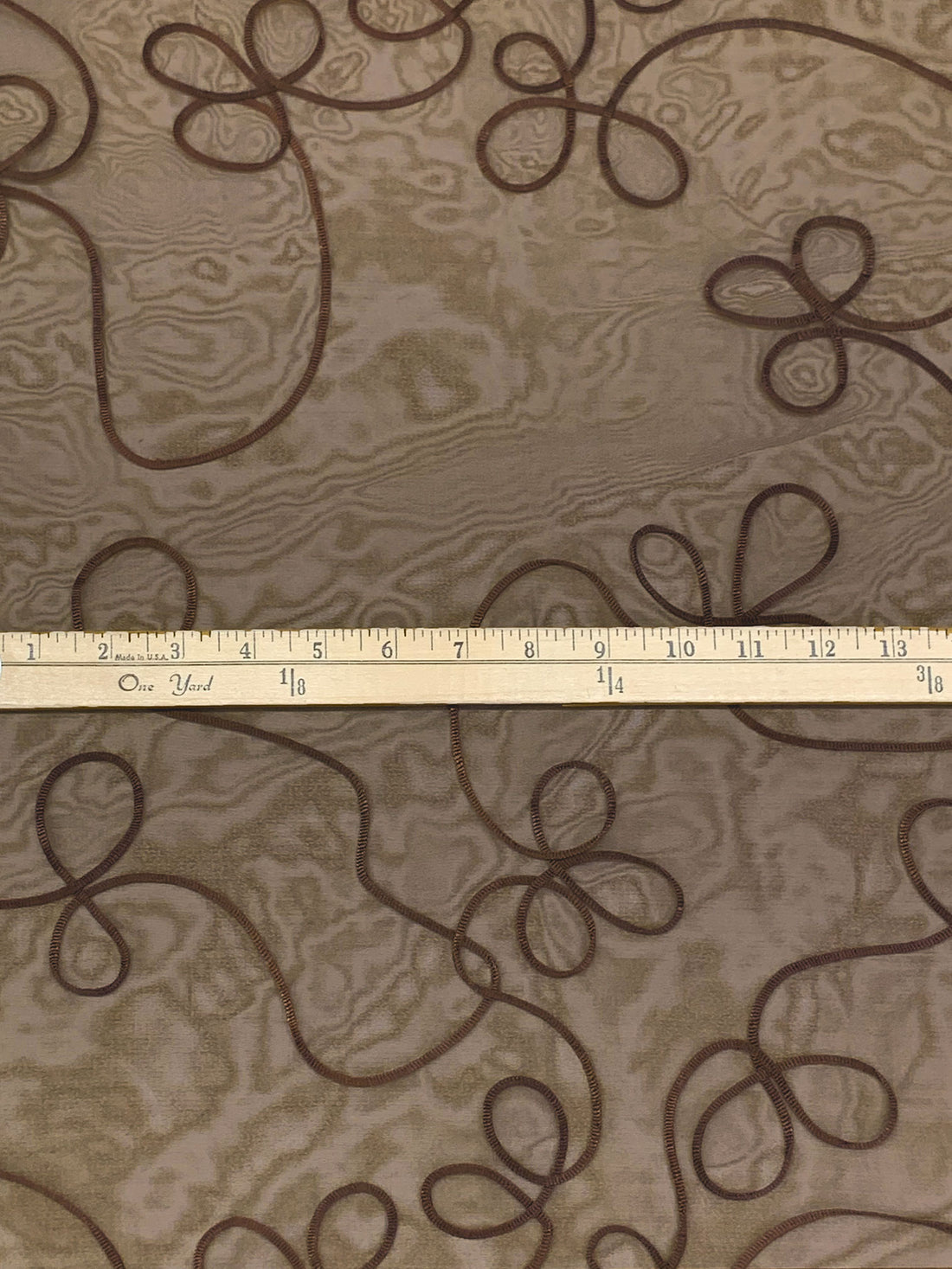 Bold Bark Brown 100% Polyester Embellished Loops Organza 106W