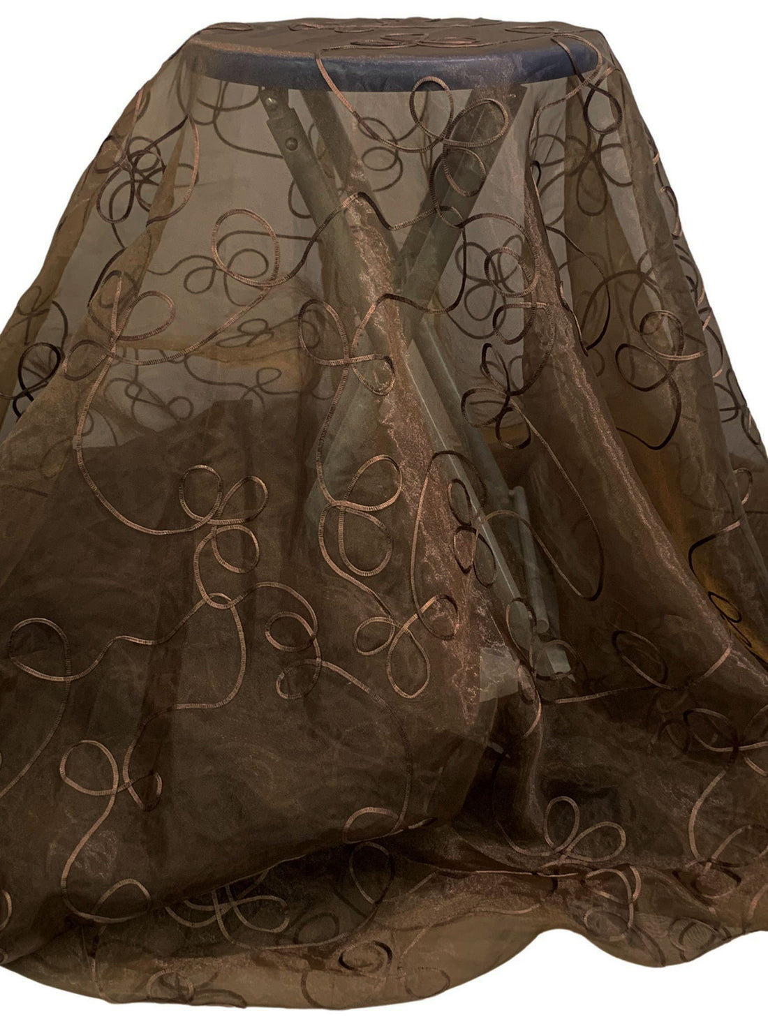 Bold Bark Brown 100% Polyester Embellished Loops Organza 106W
