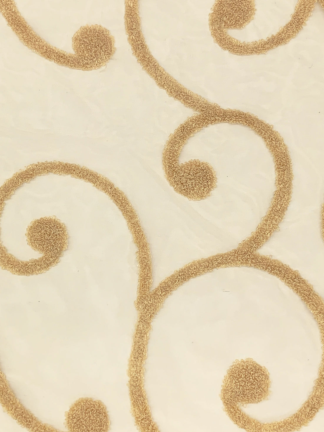 Pale Oak Cotton/Nylon Terry Loop Scrolls Embellished Organza 58W
