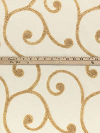 Pale Oak Cotton/Nylon Terry Loop Scrolls Embellished Organza 58W