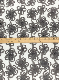 Dim Gray/Off-White 100% Nylon Embellished Floral Netting 55W