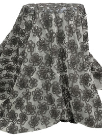 Dim Gray/Off-White 100% Nylon Embellished Floral Netting 55W