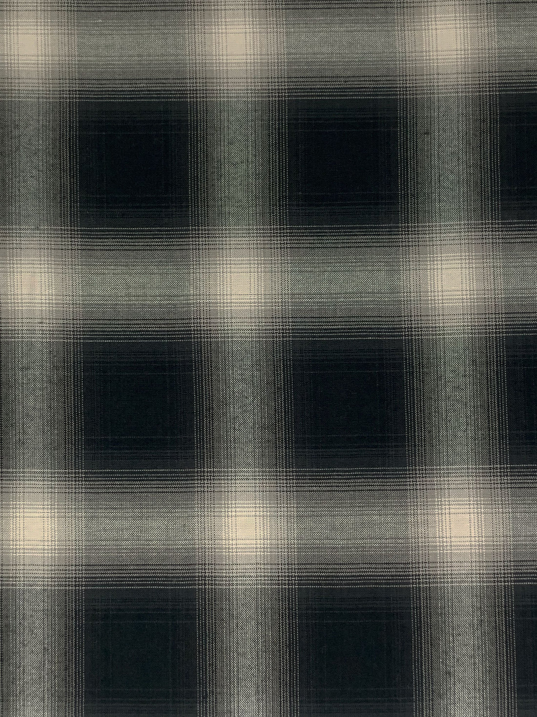 Black/Bone/Titanium 100% Rayon Gradient Plaid Flannel Shirting 58W