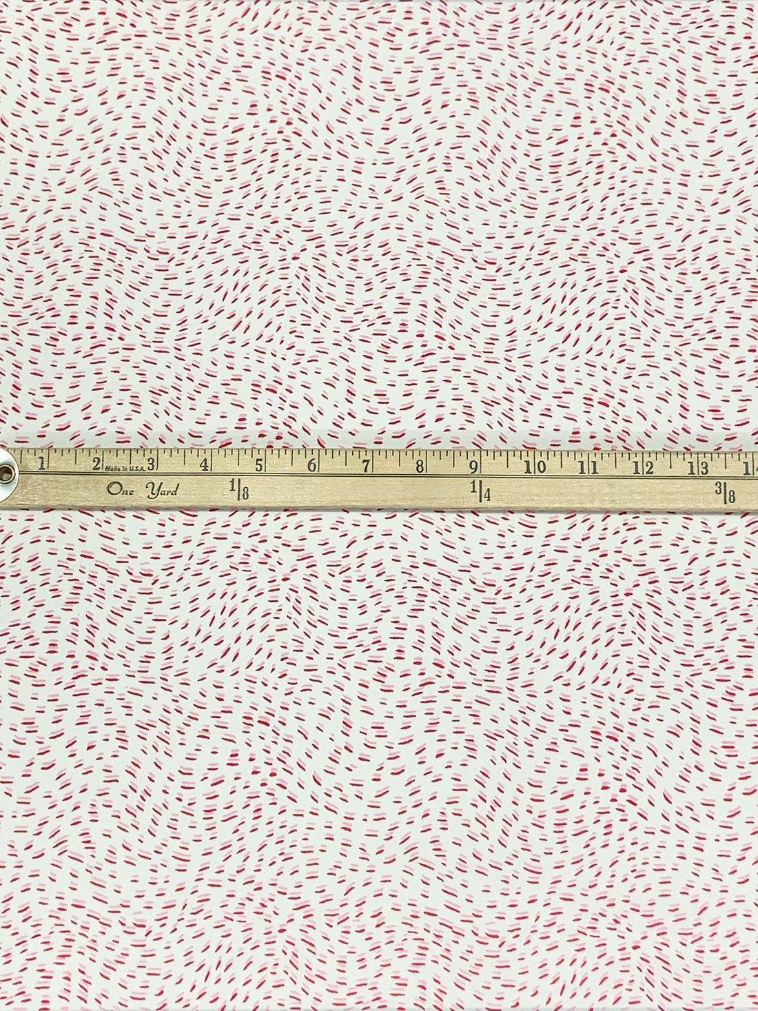Off-White/Persian Red/Cameo Pink 100% Polyester Wavy Dashes Print Crepe Blouse Weight Woven 55W