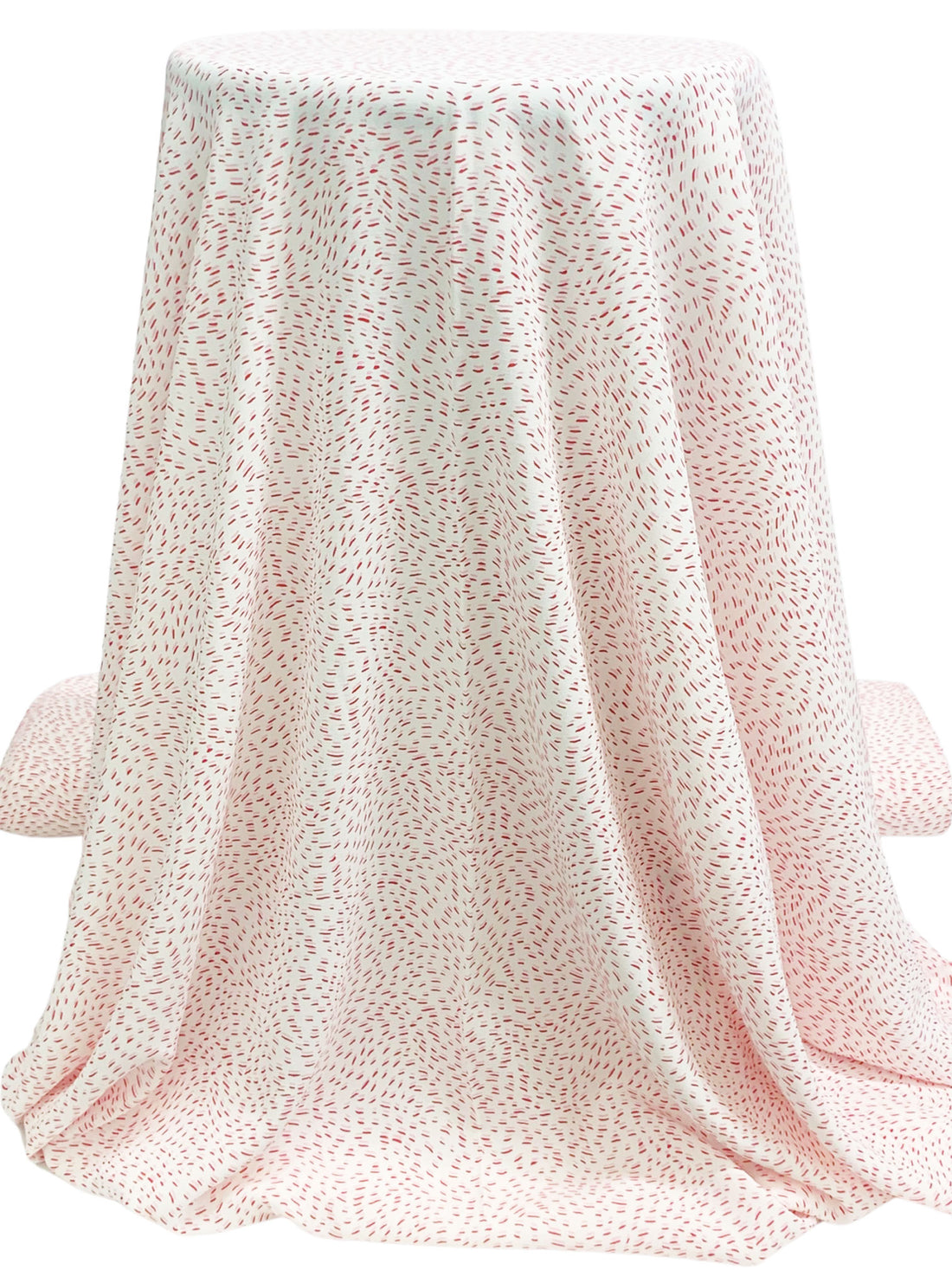 Off-White/Persian Red/Cameo Pink 100% Polyester Wavy Dashes Print Crepe Blouse Weight Woven 55W