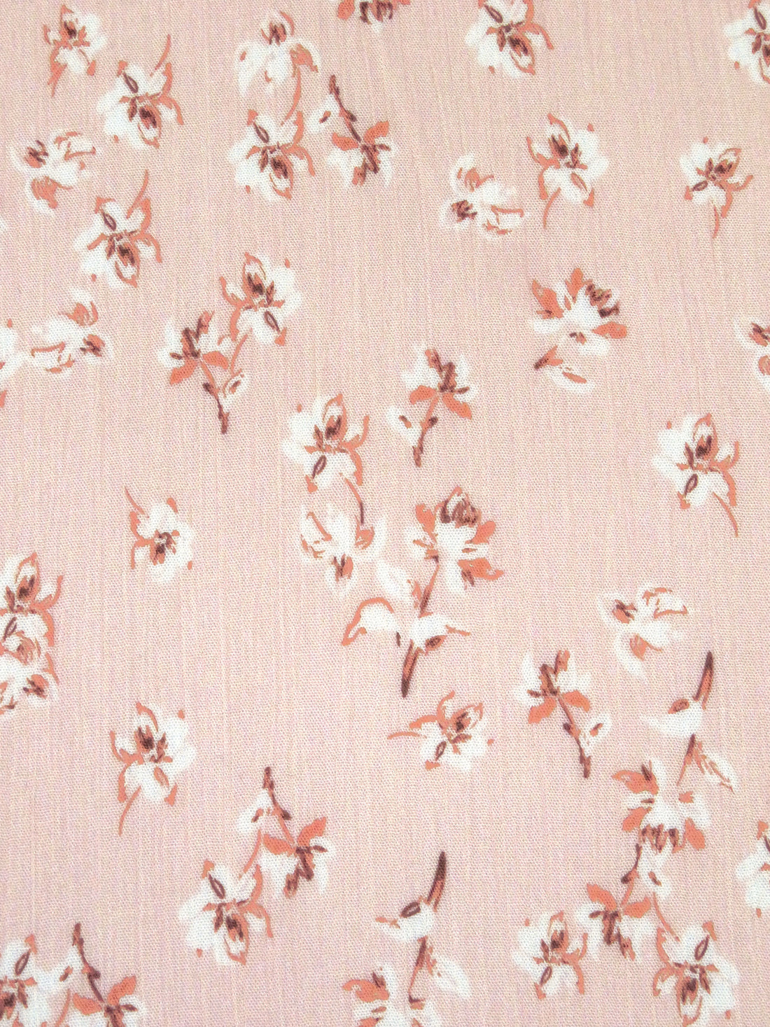 Lotion Pink/White/Poppy Petal/Rose Taupe 100% Rayon Floral Print Crinkle Challis 50W