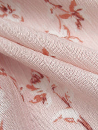 Lotion Pink/White/Poppy Petal/Rose Taupe 100% Rayon Floral Print Crinkle Challis 50W