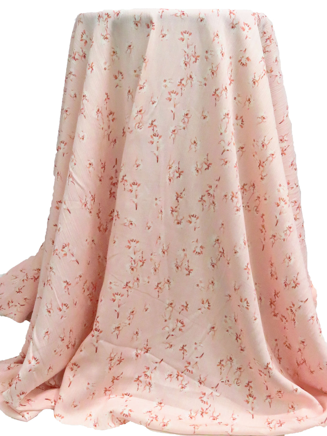 Lotion Pink/White/Poppy Petal/Rose Taupe 100% Rayon Floral Print Crinkle Challis 50W