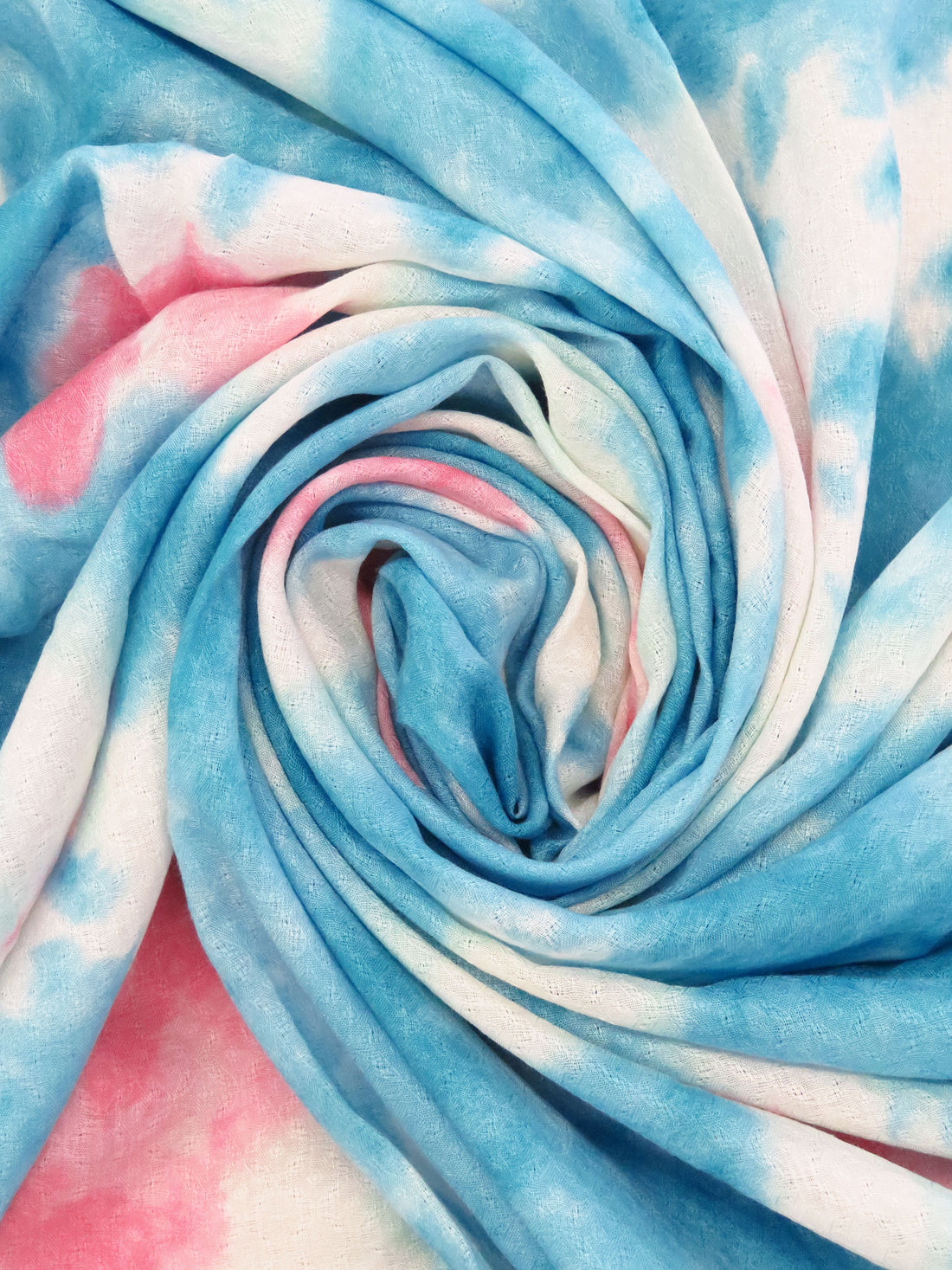 Pacific Blue/Brink Pink/White 100% Rayon Tie-Dye Look Print Jacquard Challis 52W
