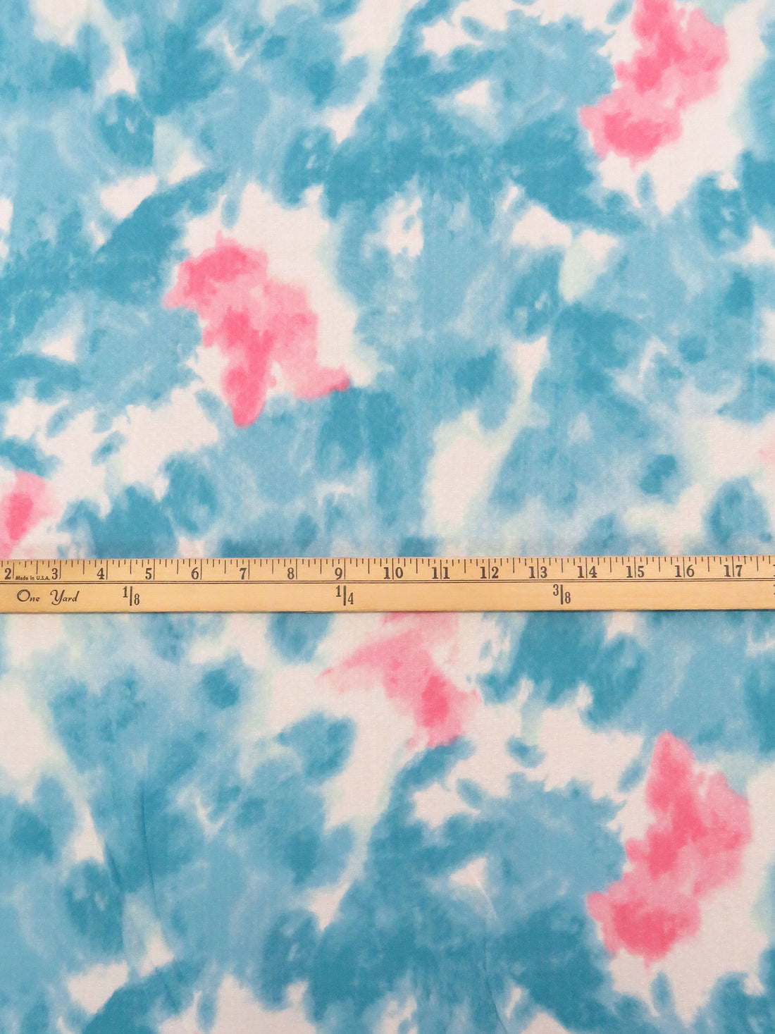 Pacific Blue/Brink Pink/White 100% Rayon Tie-Dye Look Print Jacquard Challis 52W