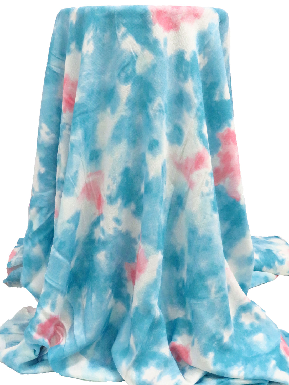 Pacific Blue/Brink Pink/White 100% Rayon Tie-Dye Look Print Jacquard Challis 52W