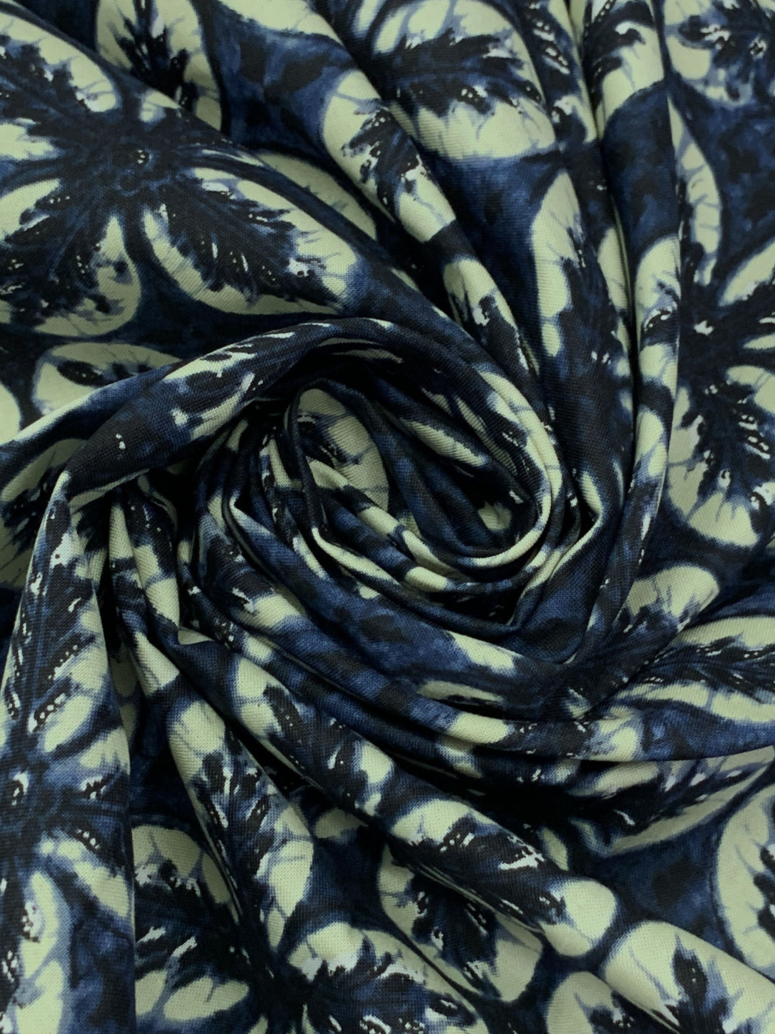 Navy/Sage Beige/Black 100% Cotton Floral Medallion Print Shirting 42W