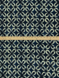 Navy/Sage Beige/Black 100% Cotton Floral Medallion Print Shirting 42W