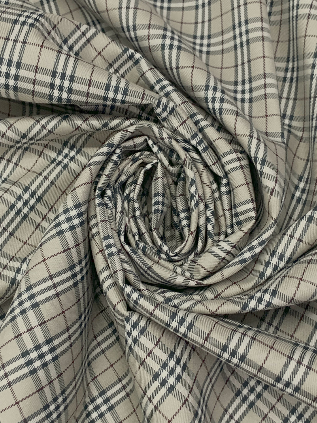 Warm Stone/White/Iron Ore 100% Cotton Plaid Shirting 44W