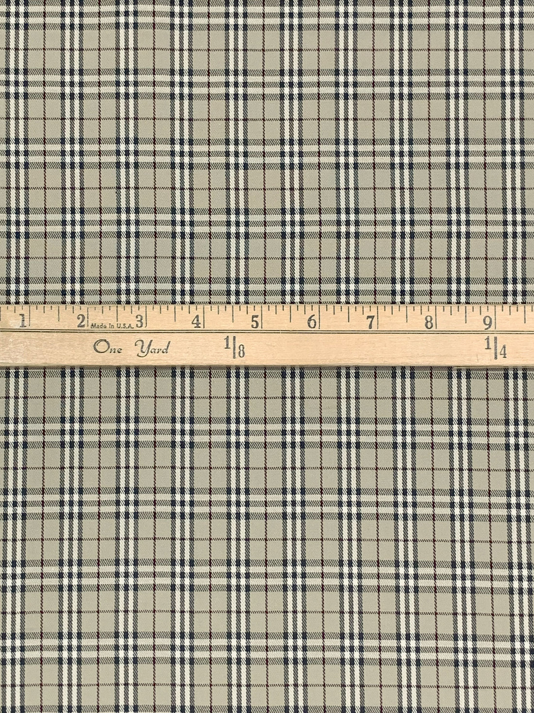 Warm Stone/White/Iron Ore 100% Cotton Plaid Shirting 44W