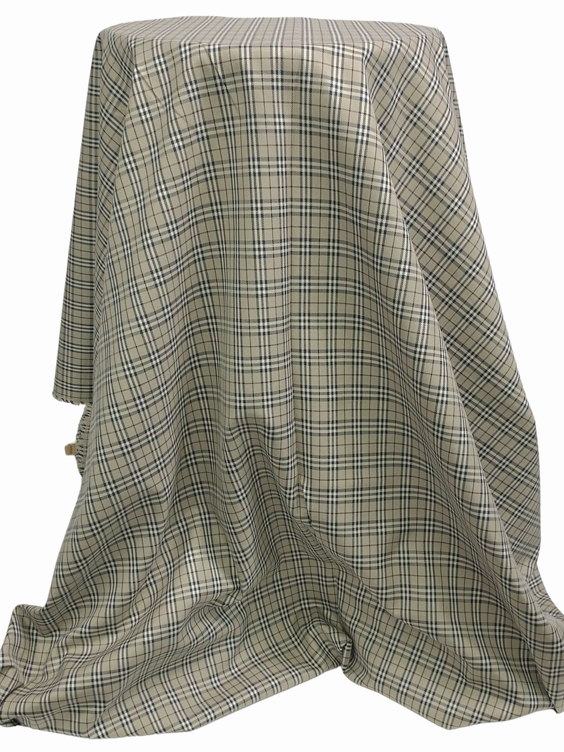 Warm Stone/White/Iron Ore 100% Cotton Plaid Shirting 44W