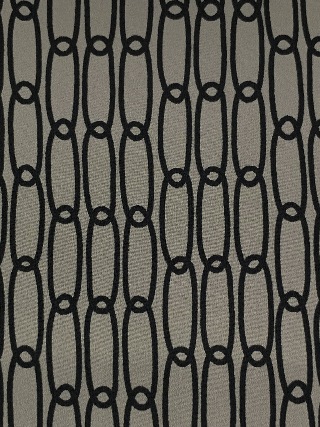 Slate Stone Gray/Black 100% Polyester Connecting Ovals Print Crepe de Chine 57W