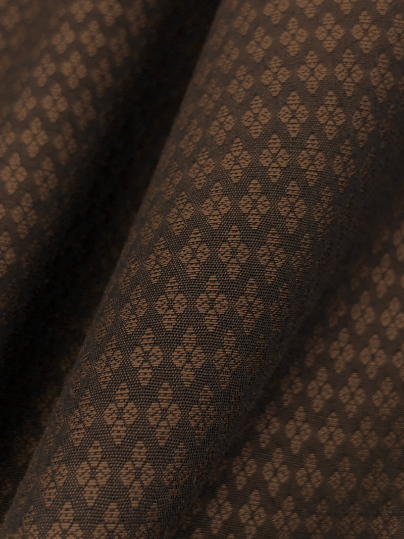 Shadow Brown/Black 100% Cotton Mini Jacquard Diamond Shirting 58W