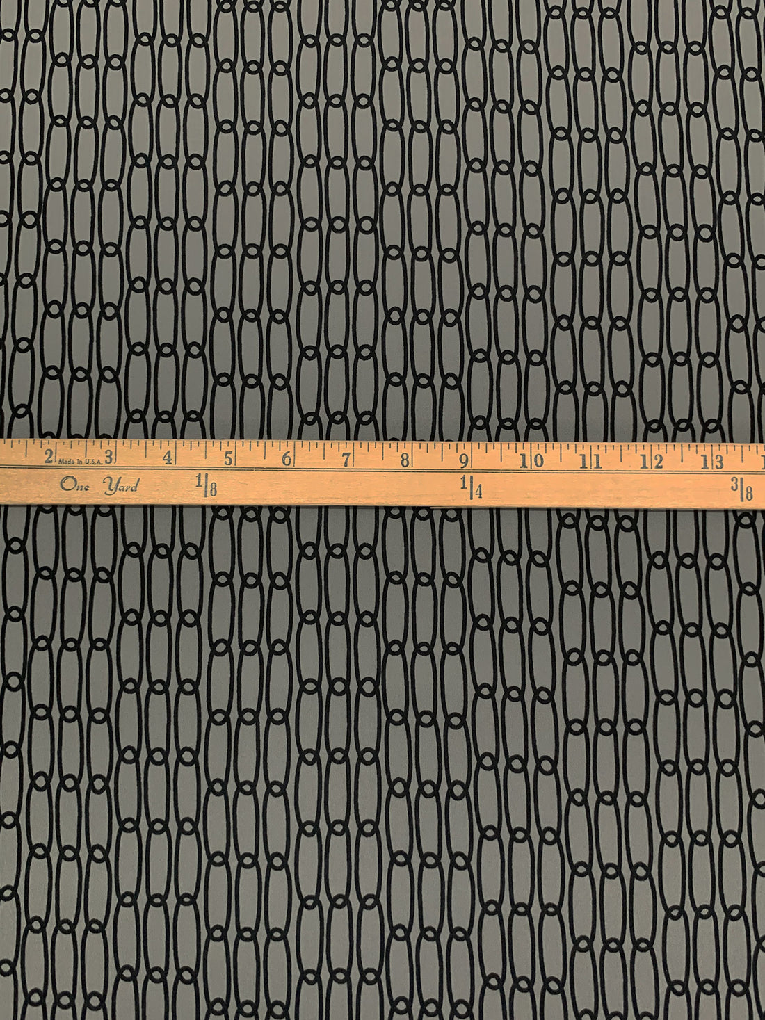 Slate Stone Gray/Black 100% Polyester Connecting Ovals Print Crepe de Chine 57W