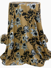 Muted Bronze/Black/Cadet Gray 100% Polyester Floral Print Charmeuse 58W